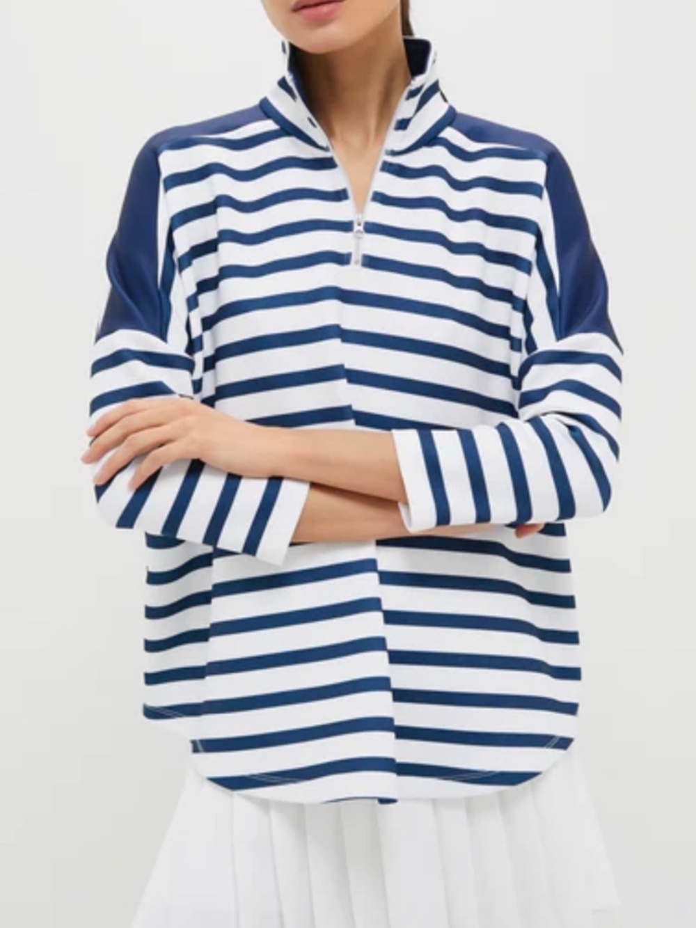 NWT Tuckernuck Sport Blue & White Stripe Hudson Quarter Zip S/XS